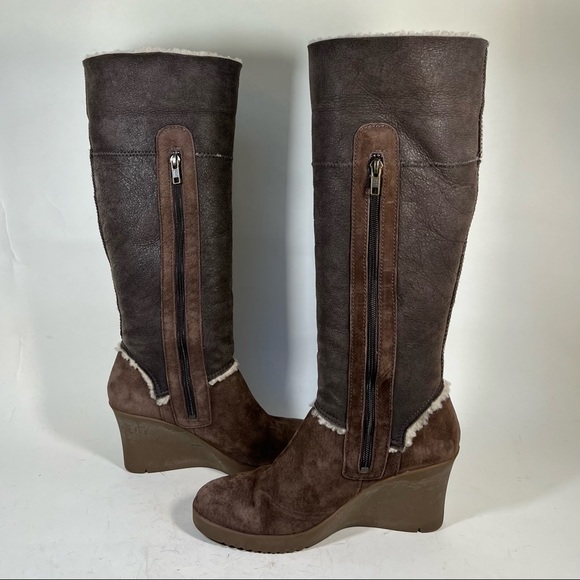 UGG Upper Leather & Genuine Sheep Skin Over The Knee Women Boot - Picture 6 of 12